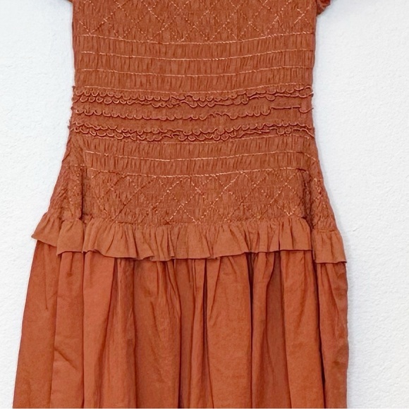 Ulla Johnson Handmade Madeline Smock Flutter Sleeve Dress Clay Size 4/8 NWT - Picture 14 of 16